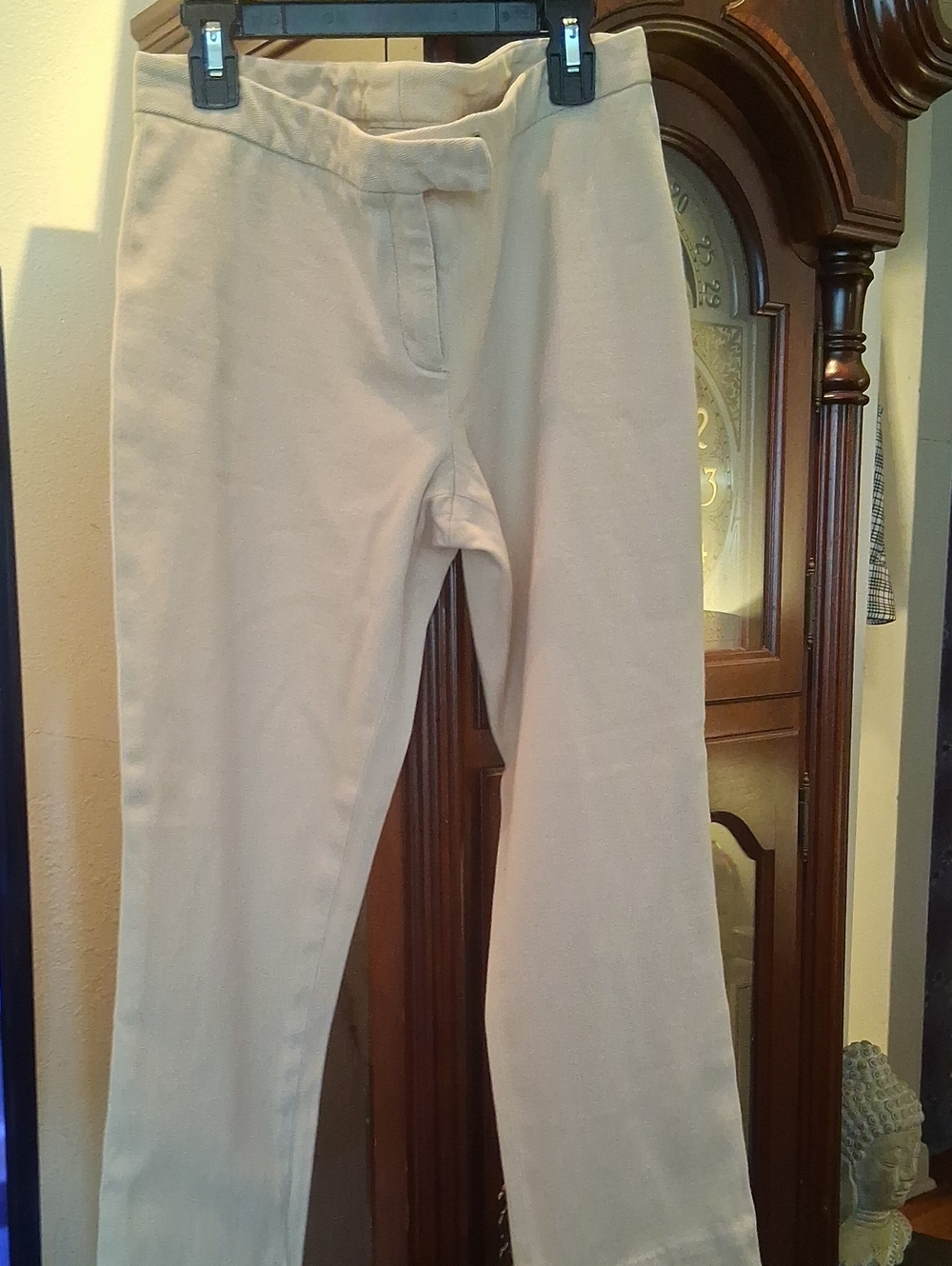 Worth Classic Straight-Leg Cropped Pants in Light Beige